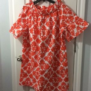 Brooke Wright Orange Tropical Leaf Dress